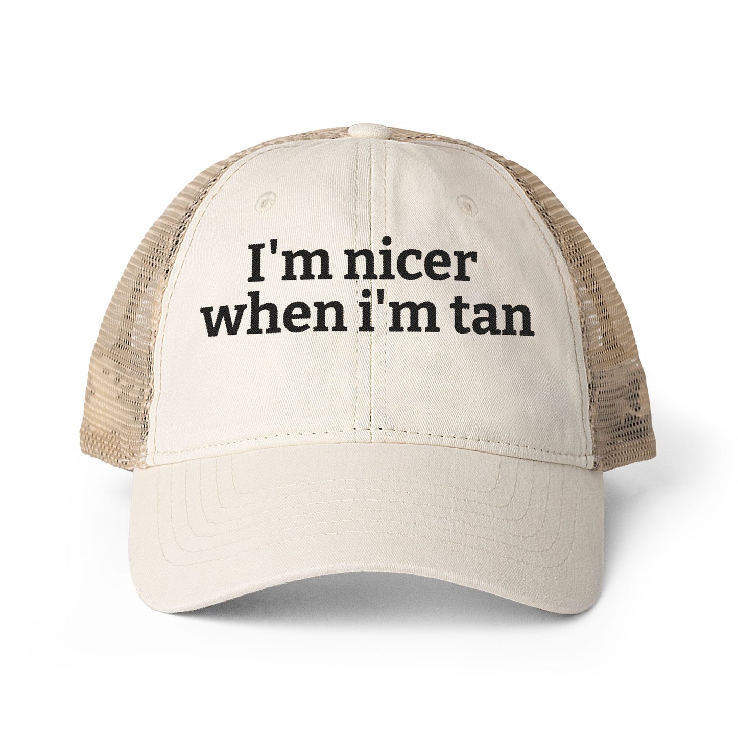 Women's Washed Mesh-Back Cap  "I'm nicer when I'm tan"