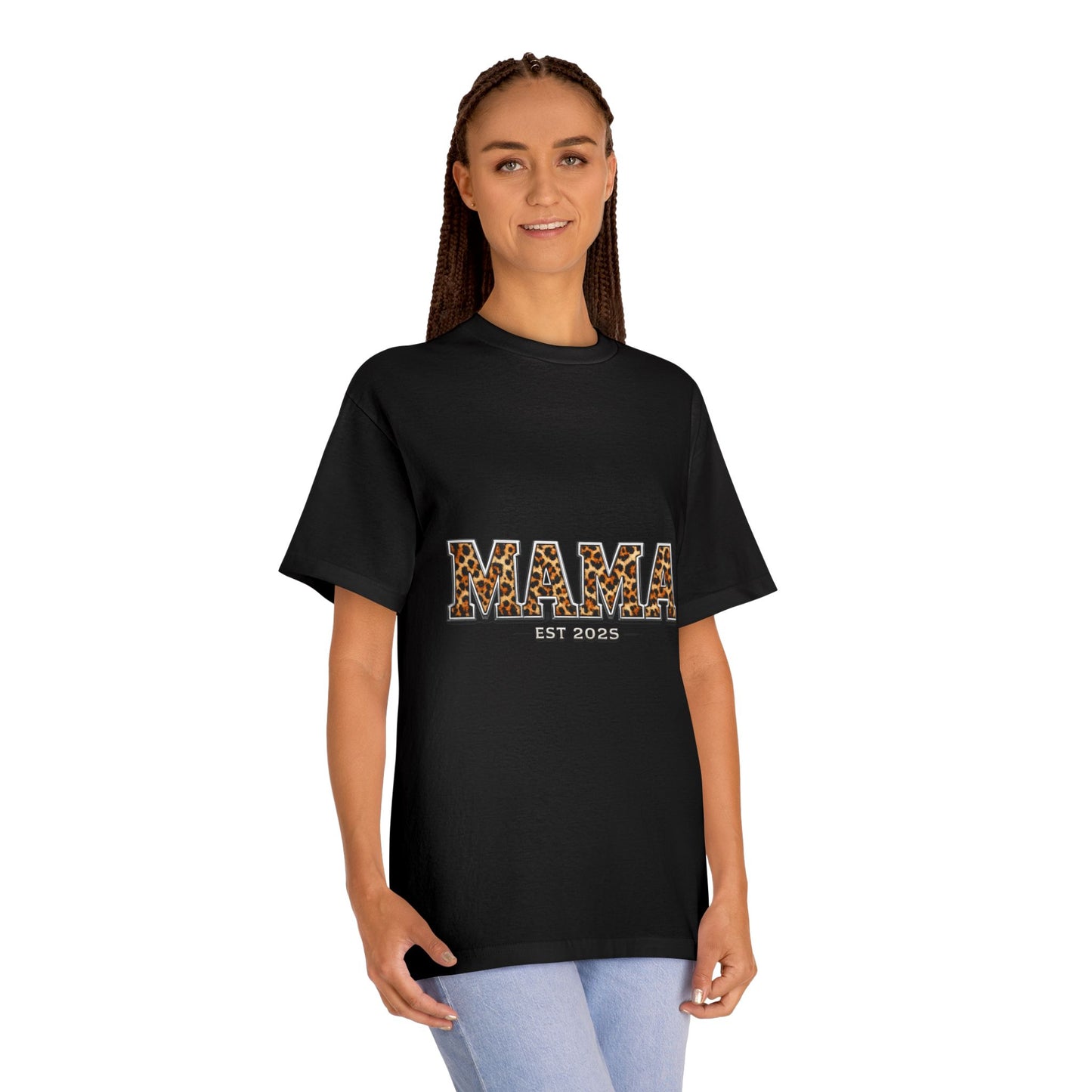 Mama Leopard Print Tee — "MAMA" Est. 1985 Graphic Shirt