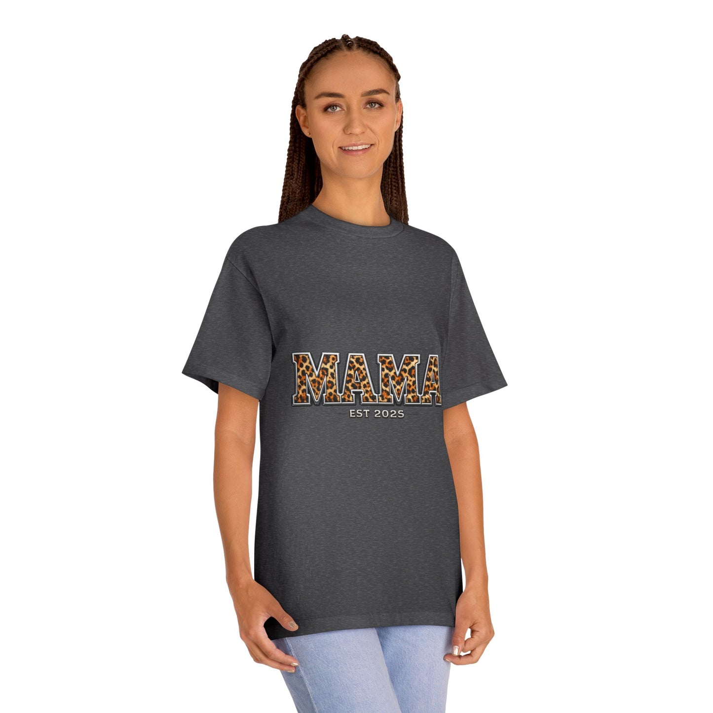 Mama Leopard Print Tee — "MAMA" Est. 1985 Graphic Shirt