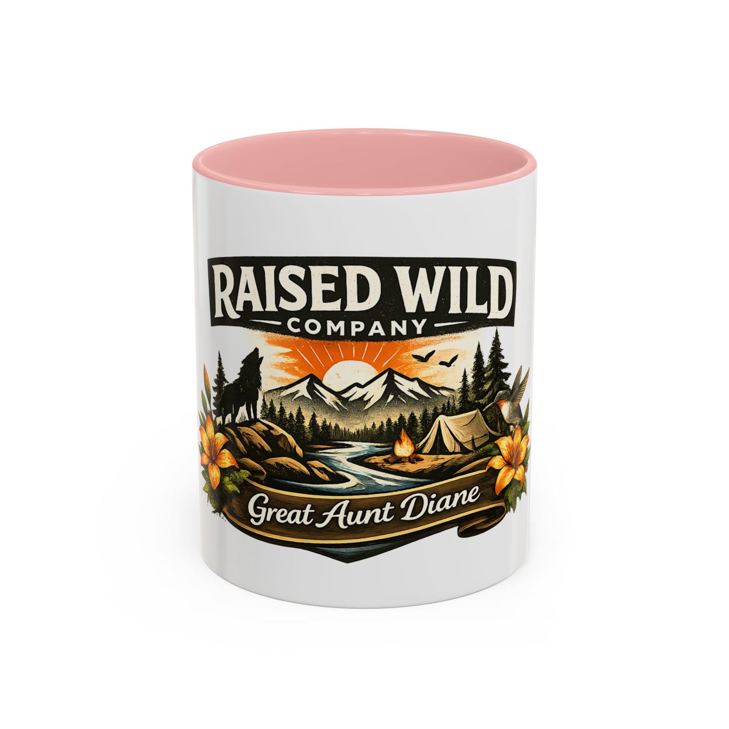 Raised Wild Company Camping Coffee Mug – Personalized “Great Aunt Diane” Gift