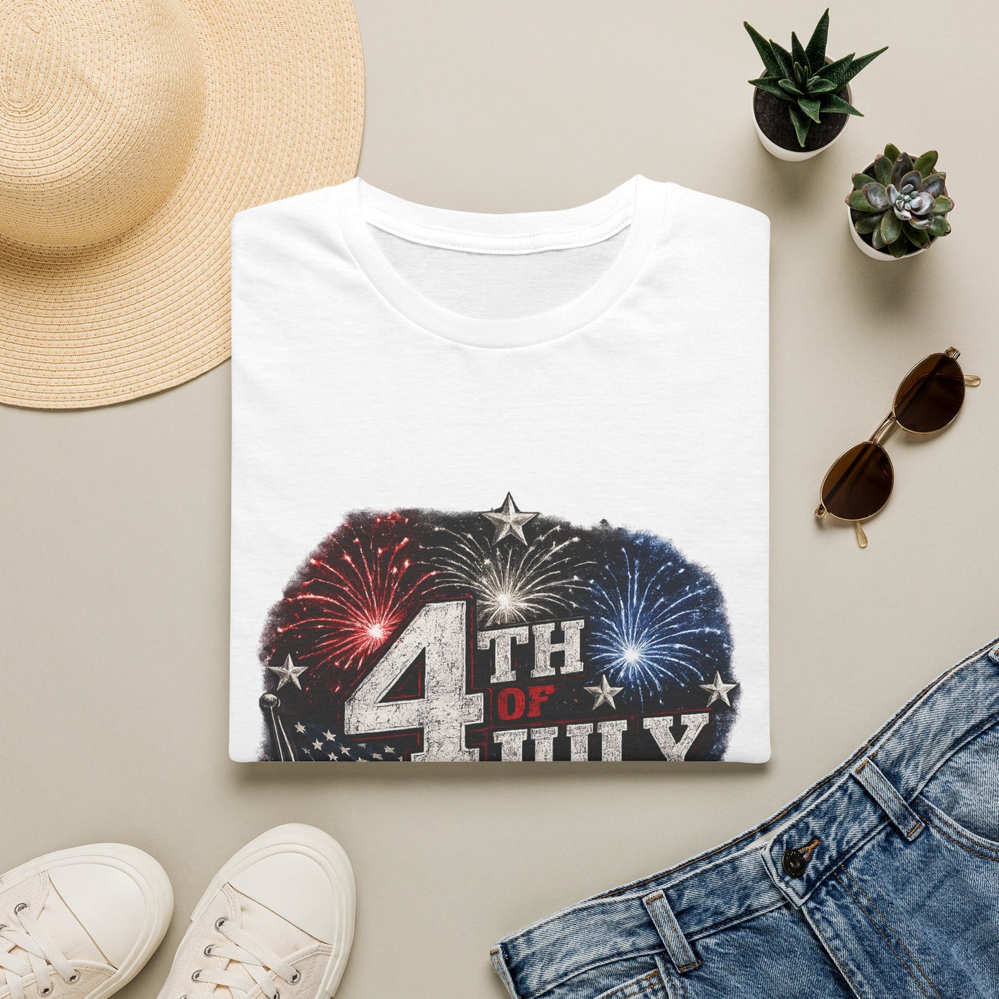 4th of July USA T-Shirt — Patriotic Fireworks Tee