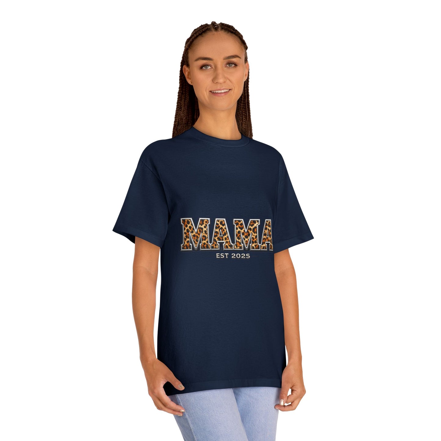 Mama Leopard Print Tee — "MAMA" Est. 1985 Graphic Shirt