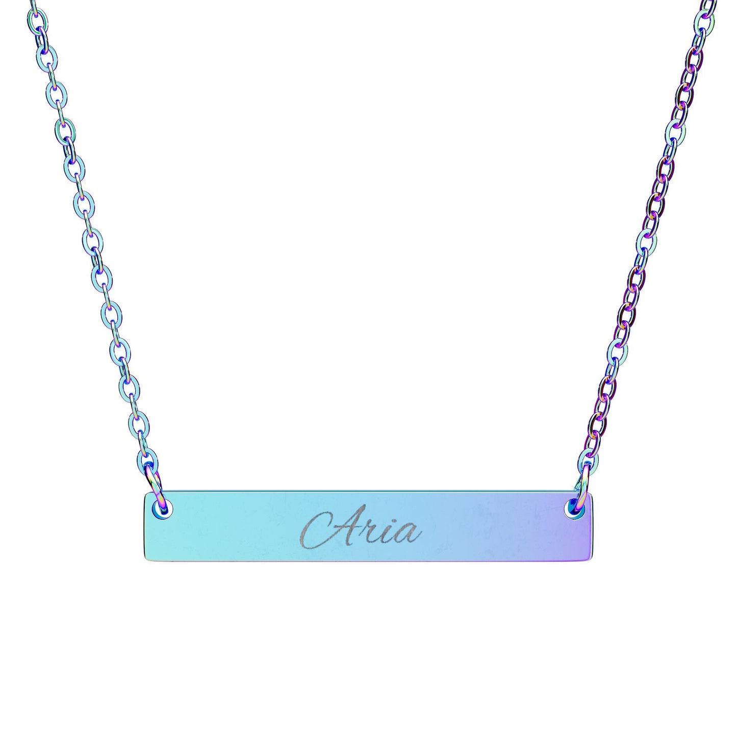 Engravable Horizontal Bar Necklace — Personalized Name Pendant