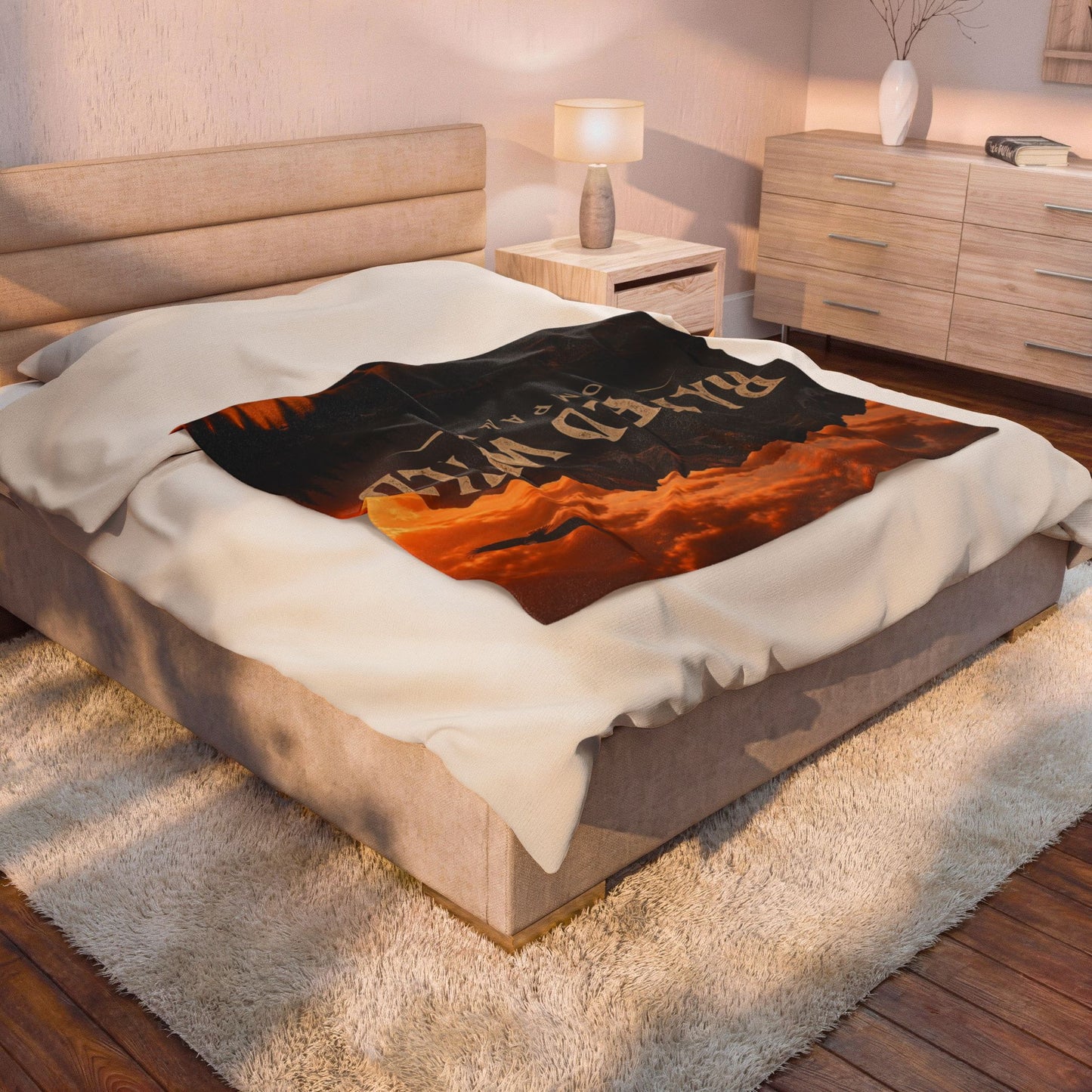 Raised Wild Velveteen Plush Blanket — Mountain Sunset Graphic Throw for Outdoor Lovers