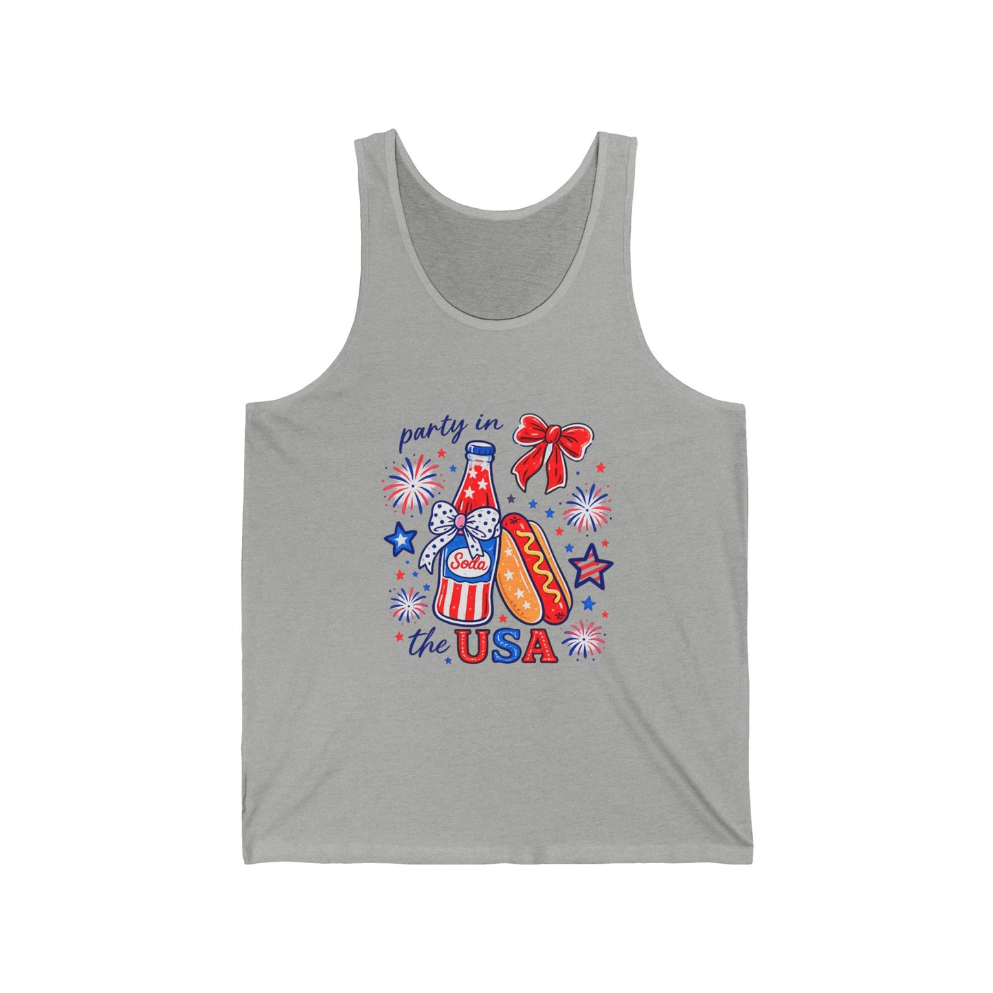 Party in the USA Tank Top — 4th of July Patriotic Hot Dog & Soda Graphic