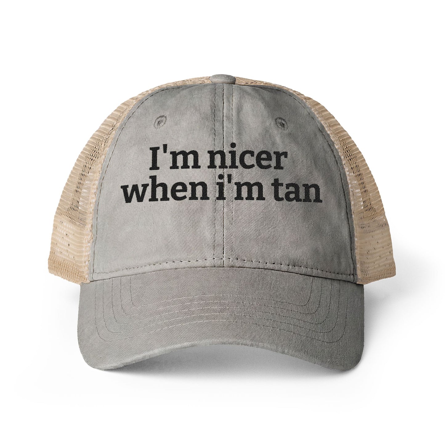 Women's Washed Mesh-Back Cap  "I'm nicer when I'm tan"