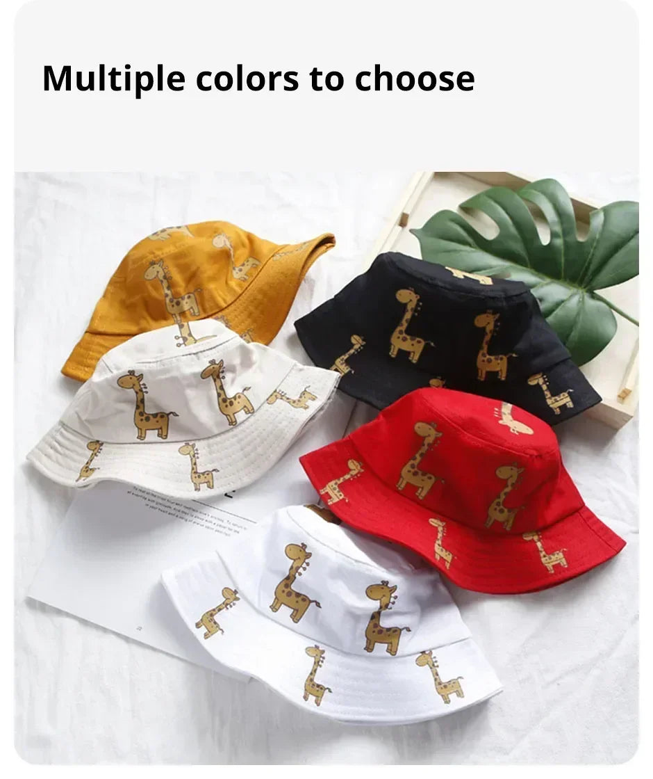 Child Bucket hat Cartoon Giraffe Baby Bucket Cap Outdoor Beach Children Sun Hat Kids Panama Cap Baby Boys Girls Cap