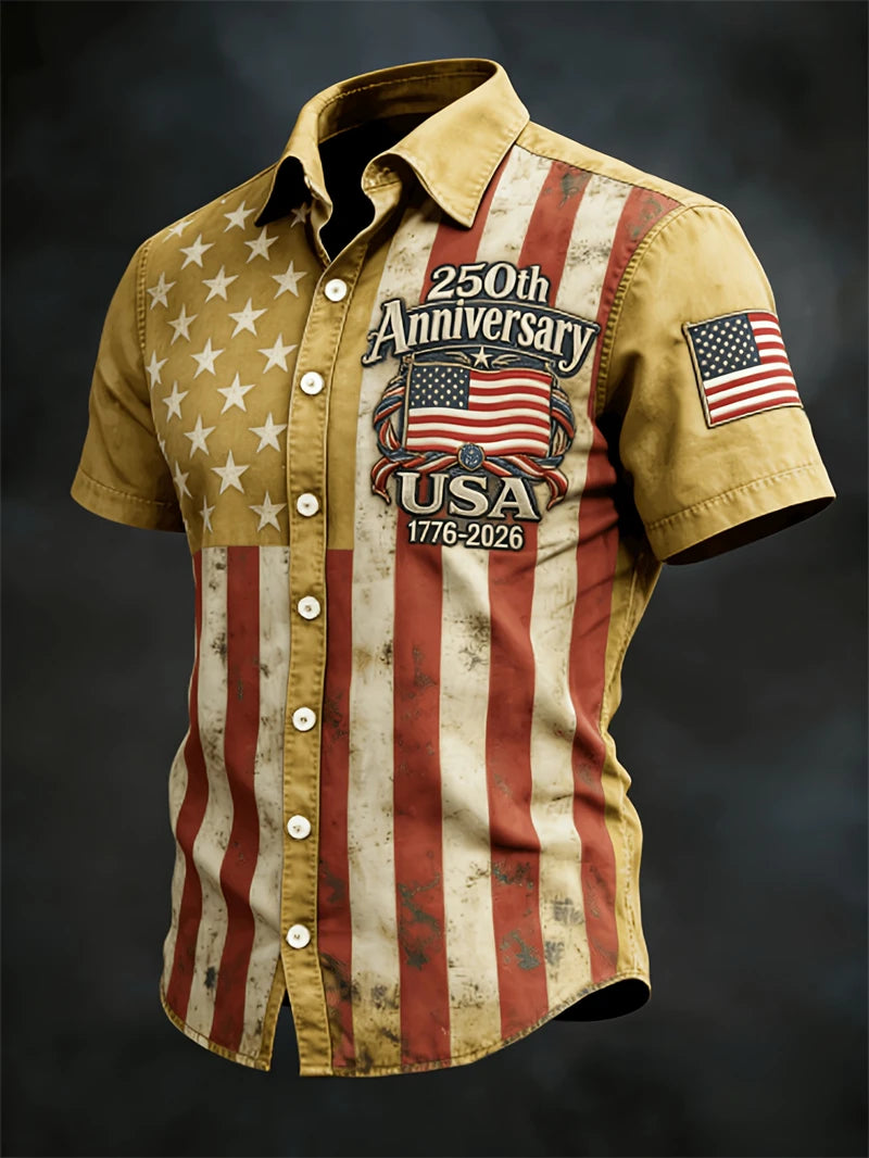America 250th Anniversary Hawaiian Shirt | 1776–2026 USA Flag | Men's