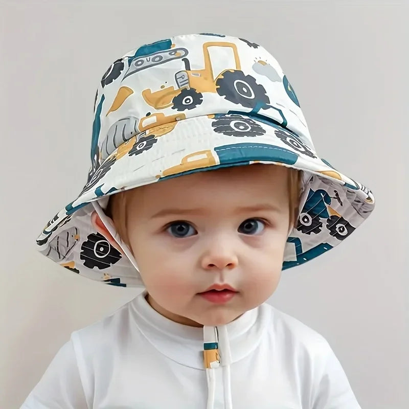 Lightweight Children's Cartoon Bucket Hat - sun resistant and breathable, cute cartoon design, adjustable chin strap,