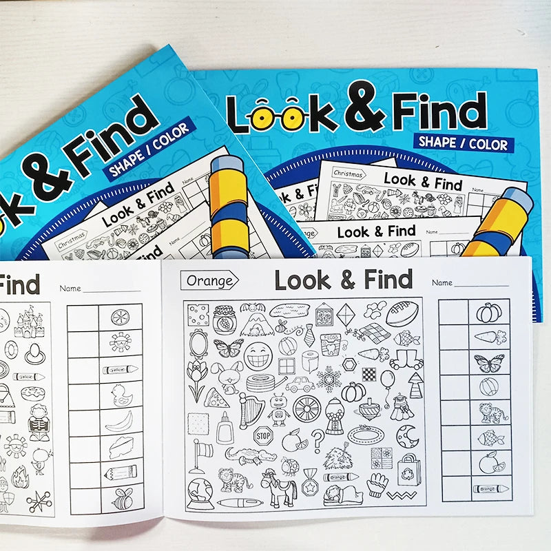 Look and Find Activity Book for Kids with Hidden Objects Focus Attention Practice Fun Coloring Book Home School Early Education