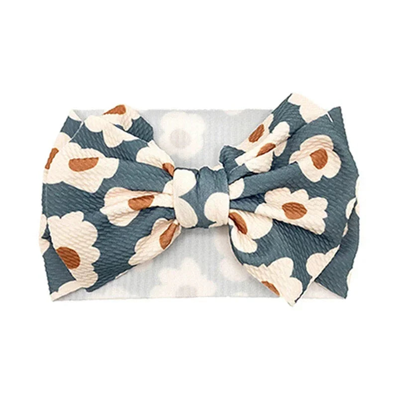 Lovely Flowers Pattern Bowknot Infant Headband Fashion Cartoon Print Bows Baby Hairband Hair Accessories Birthday Gifts