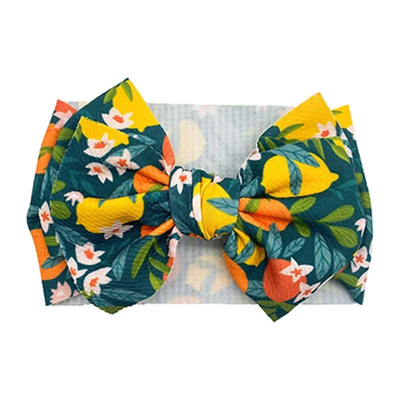 Lovely Flowers Pattern Bowknot Infant Headband Fashion Cartoon Print Bows Baby Hairband Hair Accessories Birthday Gifts