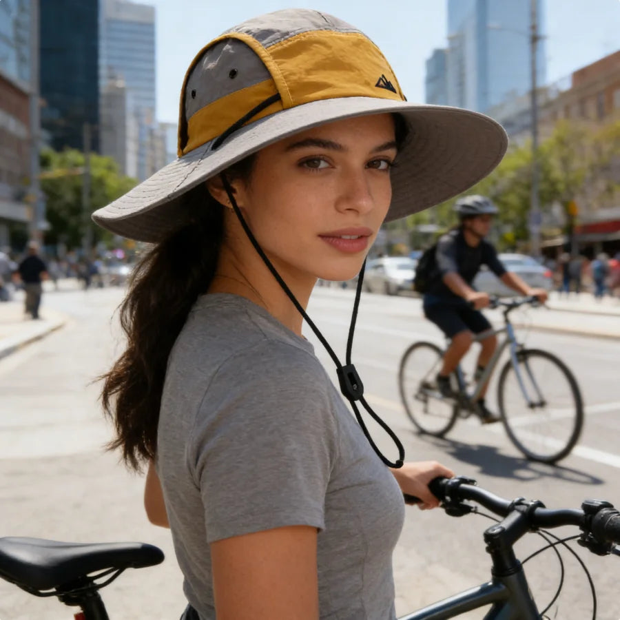 Foldable Wide-Brim Color-Block Sun Hat | UPF Protection | Unisex