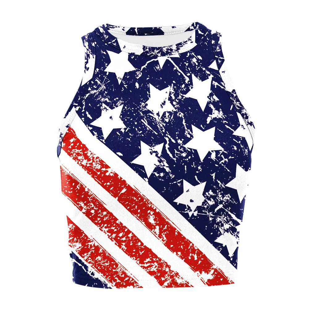 Nadanbao Women's Summer Independence's Day American Flag Print Tight Breathable and Comfortable Sleeveless Sexy Tank Top T-Shirt