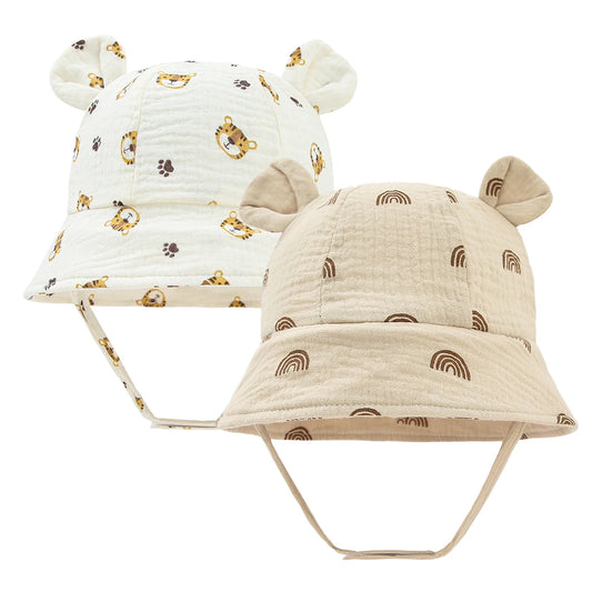 Spring/Autumn Print Baby Bucket Hat | Soft Cotton Infant Sun Cap | Unisex