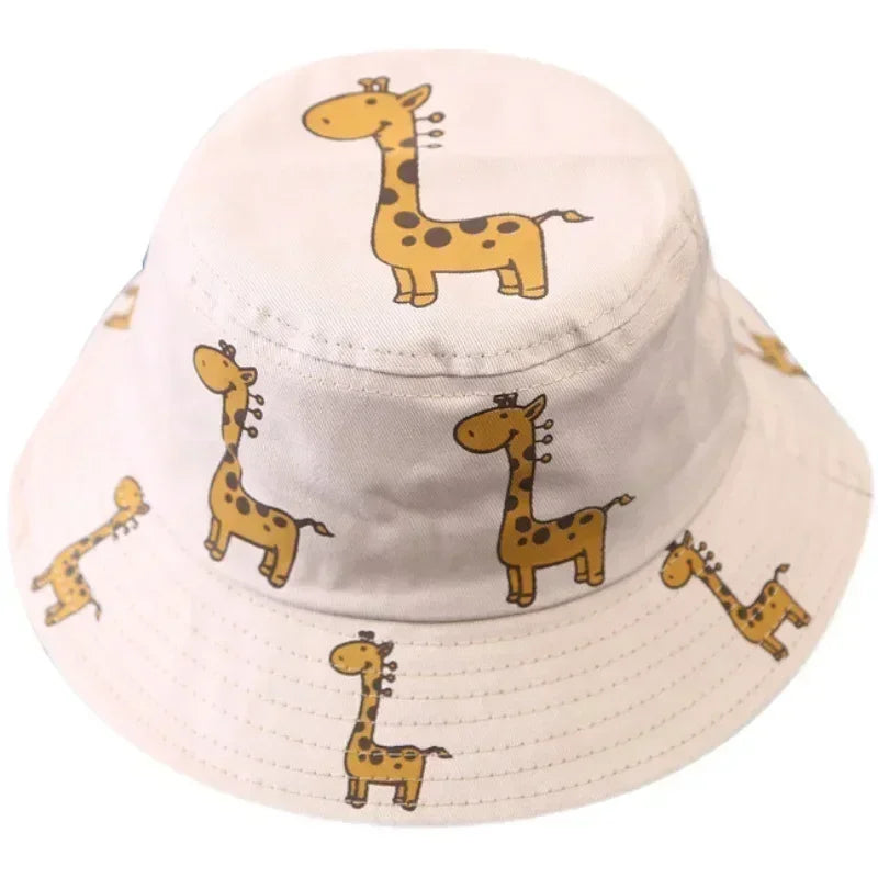 Child Bucket hat Cartoon Giraffe Baby Bucket Cap Outdoor Beach Children Sun Hat Kids Panama Cap Baby Boys Girls Cap