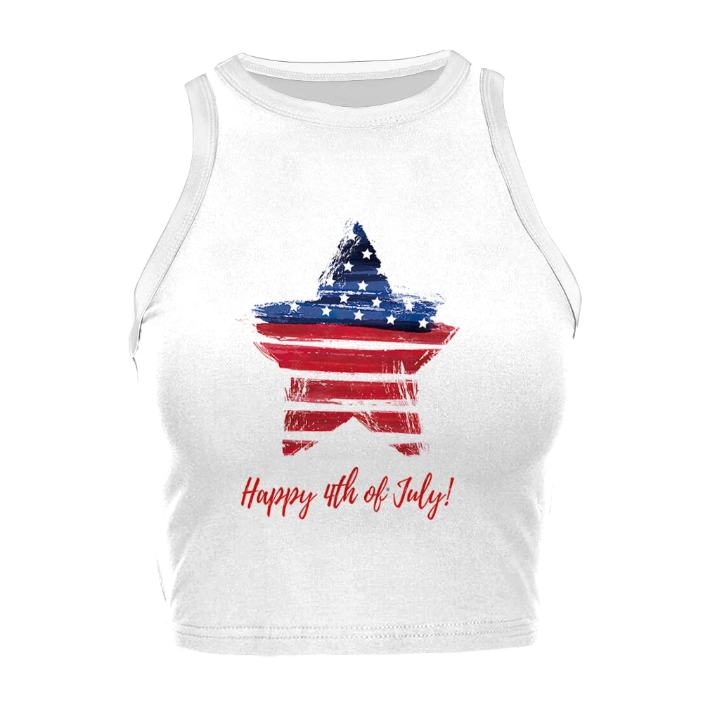 Nadanbao Women's Summer Independence's Day American Flag Print Tight Breathable and Comfortable Sleeveless Sexy Tank Top T-Shirt