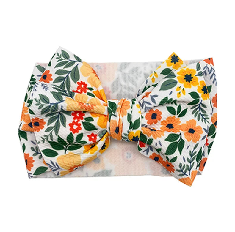 Lovely Flowers Pattern Bowknot Infant Headband Fashion Cartoon Print Bows Baby Hairband Hair Accessories Birthday Gifts