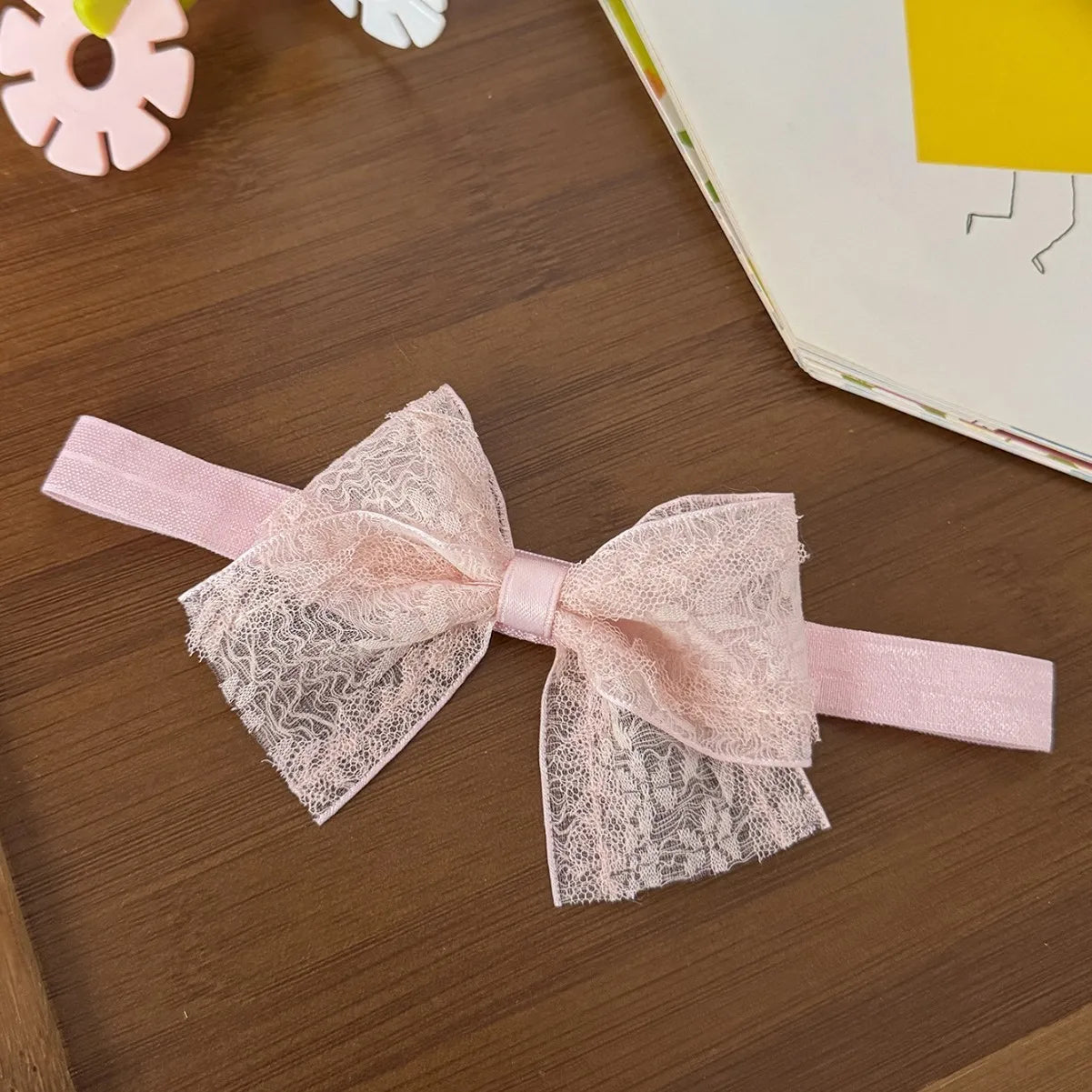 Pink Bow Headband for Baby Girls Hairbow  Bowknot Headwrap Kids Nylon Knot Turban Headbands Princess Plaid Bows Turban Hairband