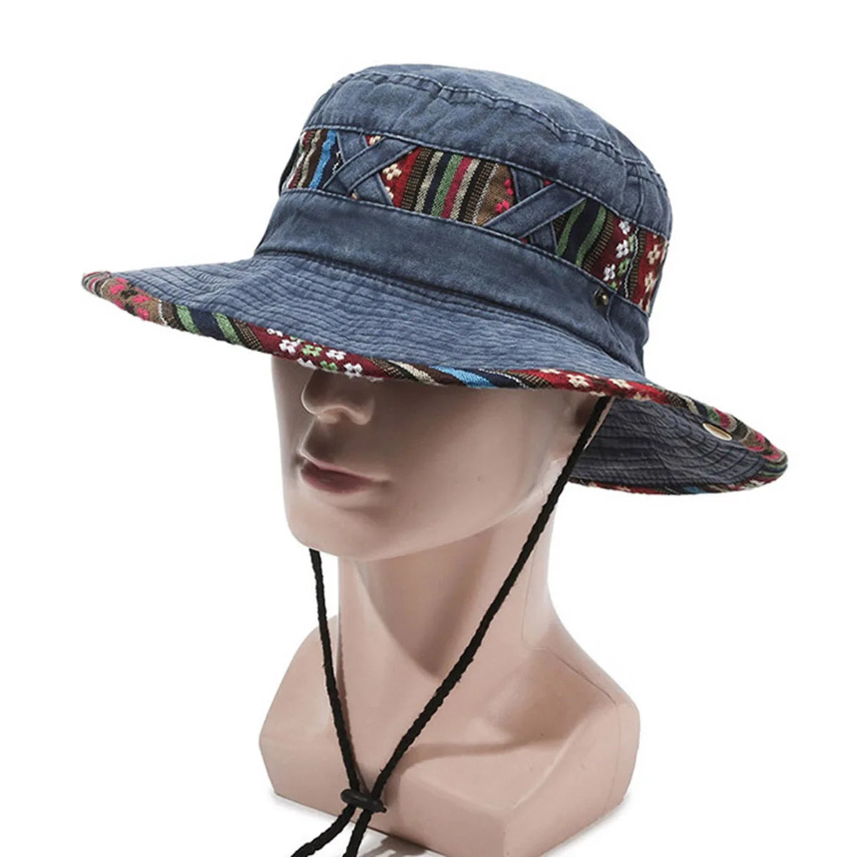 Bohemian Denim Washed Fisherman Hat | Retro Bucket Hat | Unisex Outdoor