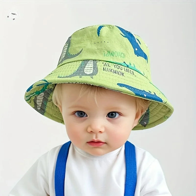 Lightweight Children's Cartoon Bucket Hat - sun resistant and breathable, cute cartoon design, adjustable chin strap,