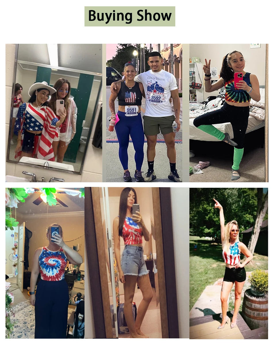 Nadanbao Women's Summer Independence's Day American Flag Print Tight Breathable and Comfortable Sleeveless Sexy Tank Top T-Shirt