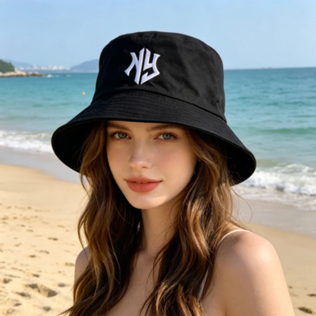 NY Embroidered Bucket Hat | Classic Black & White Streetwear Fisherman Cap | Unisex