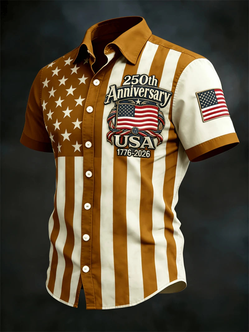 America 250th Anniversary Hawaiian Shirt | 1776–2026 USA Flag | Men's