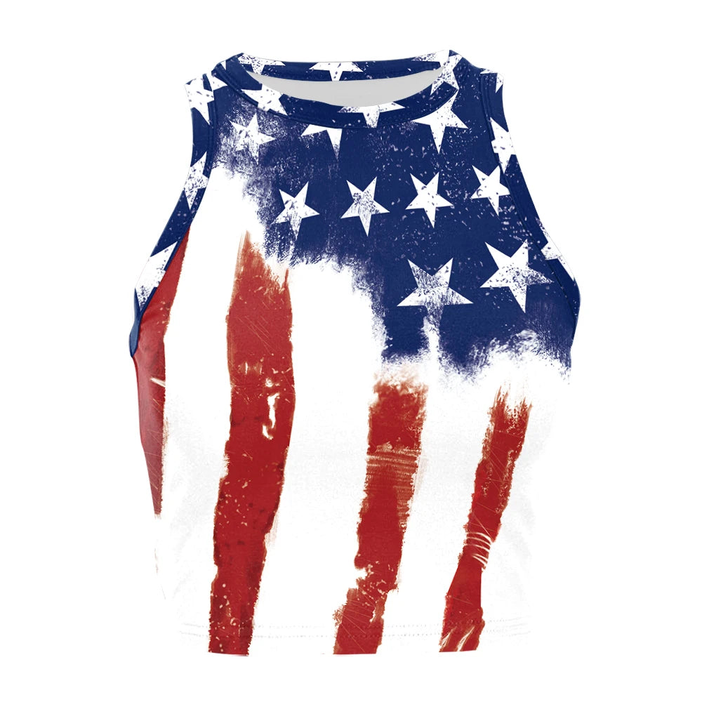 Nadanbao Women's Summer Independence's Day American Flag Print Tight Breathable and Comfortable Sleeveless Sexy Tank Top T-Shirt