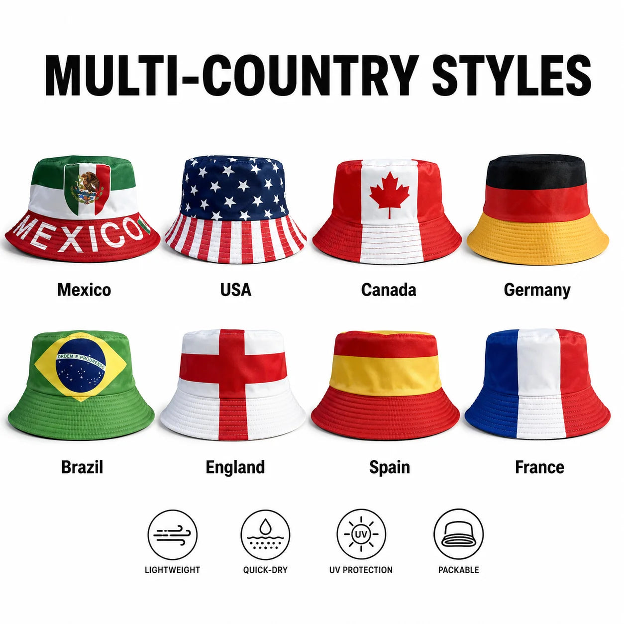 World Cup Reversible National Flag Print Bucket Hat | UV Protection Outdoor Sun Hat | Unisex
