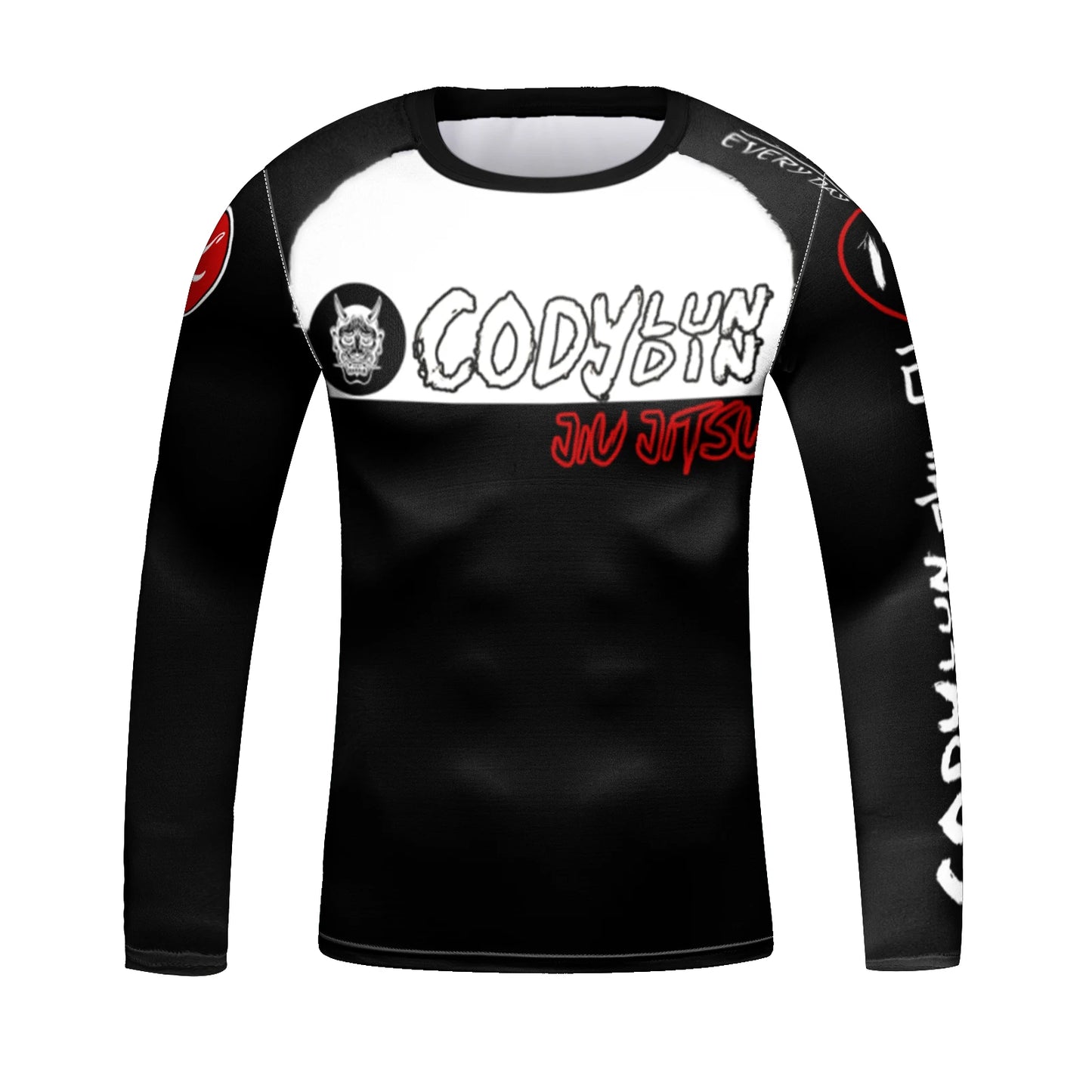 Children’s Brazilian Jiu-Jitsu Wrestling Fighting Long Sleeve Tee Shirt, 3D Transfer Printed Round Neck Compression Rash Guards