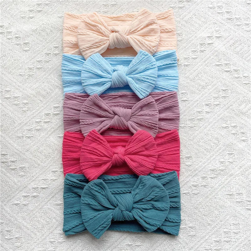 Baby Bow Knit Headband Set of 5 | Soft & Stretchy | 0–2 Years