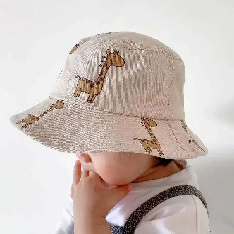 Child Bucket hat Cartoon Giraffe Baby Bucket Cap Outdoor Beach Children Sun Hat Kids Panama Cap Baby Boys Girls Cap