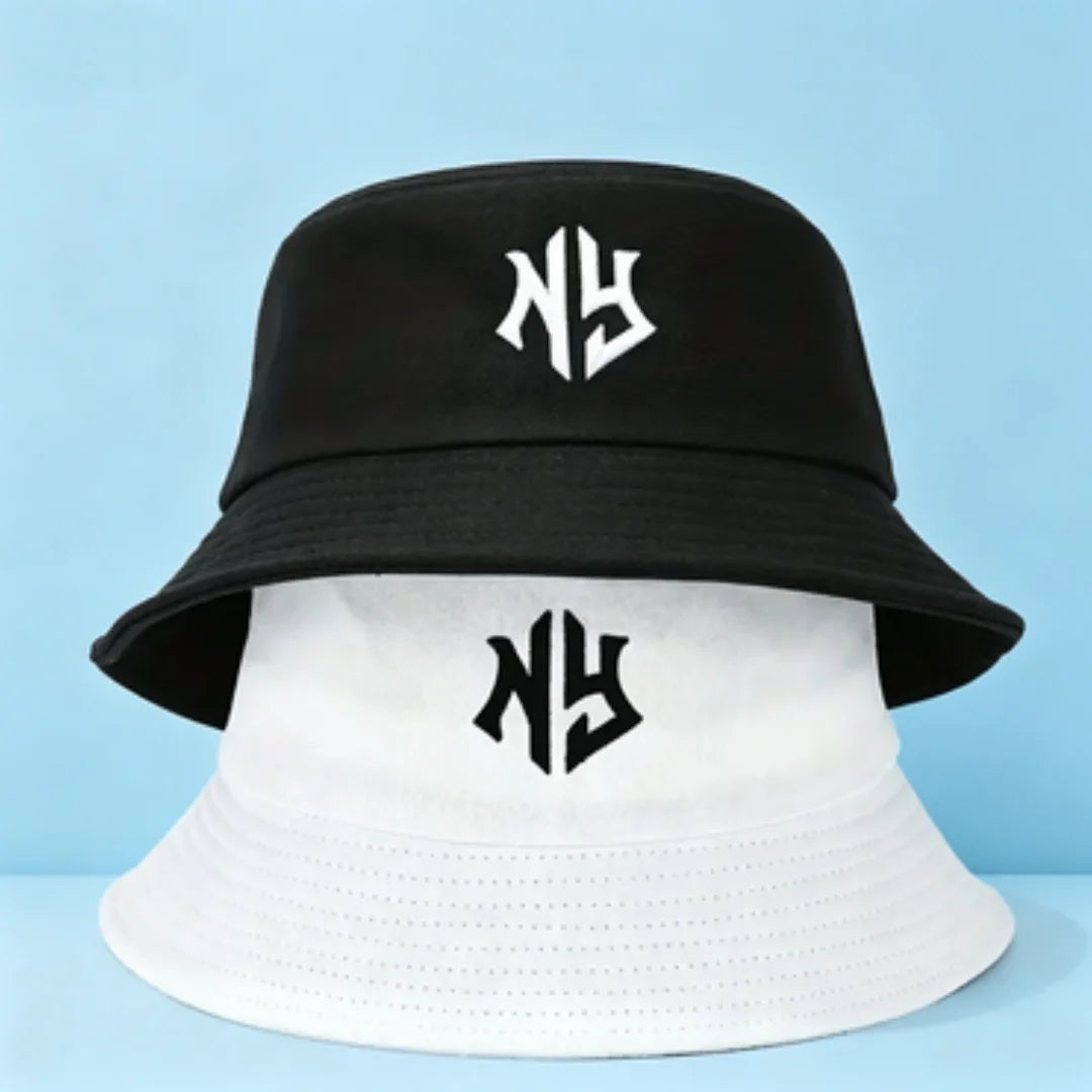 NY Embroidered Bucket Hat | Classic Black & White Streetwear Fisherman Cap | Unisex