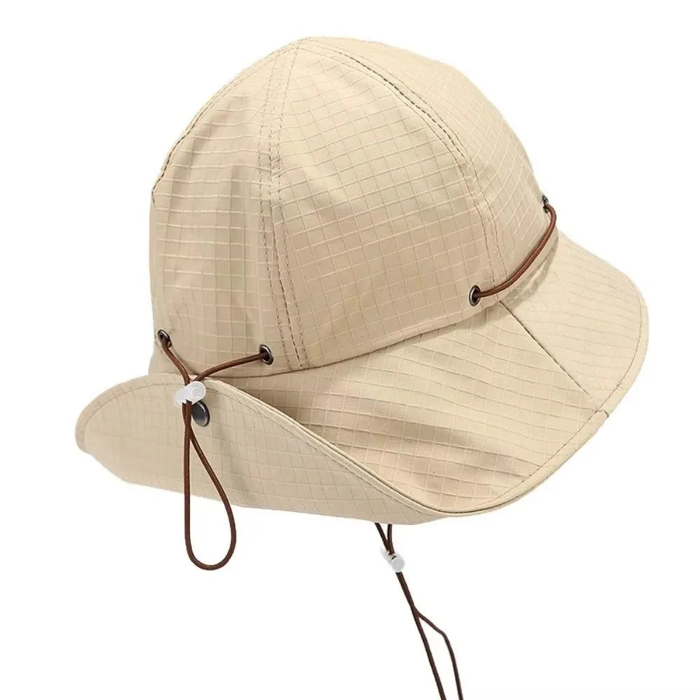 Neck-Protecting Drawstring Bucket Hat | Wide Brim UV Sun Hat | Unisex