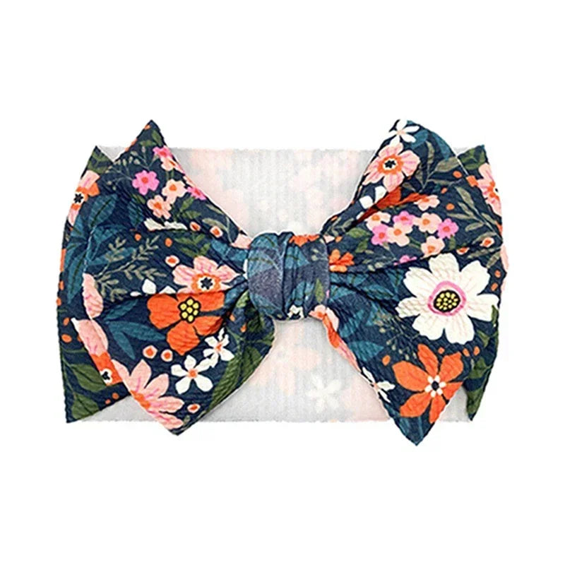 Lovely Flowers Pattern Bowknot Infant Headband Fashion Cartoon Print Bows Baby Hairband Hair Accessories Birthday Gifts