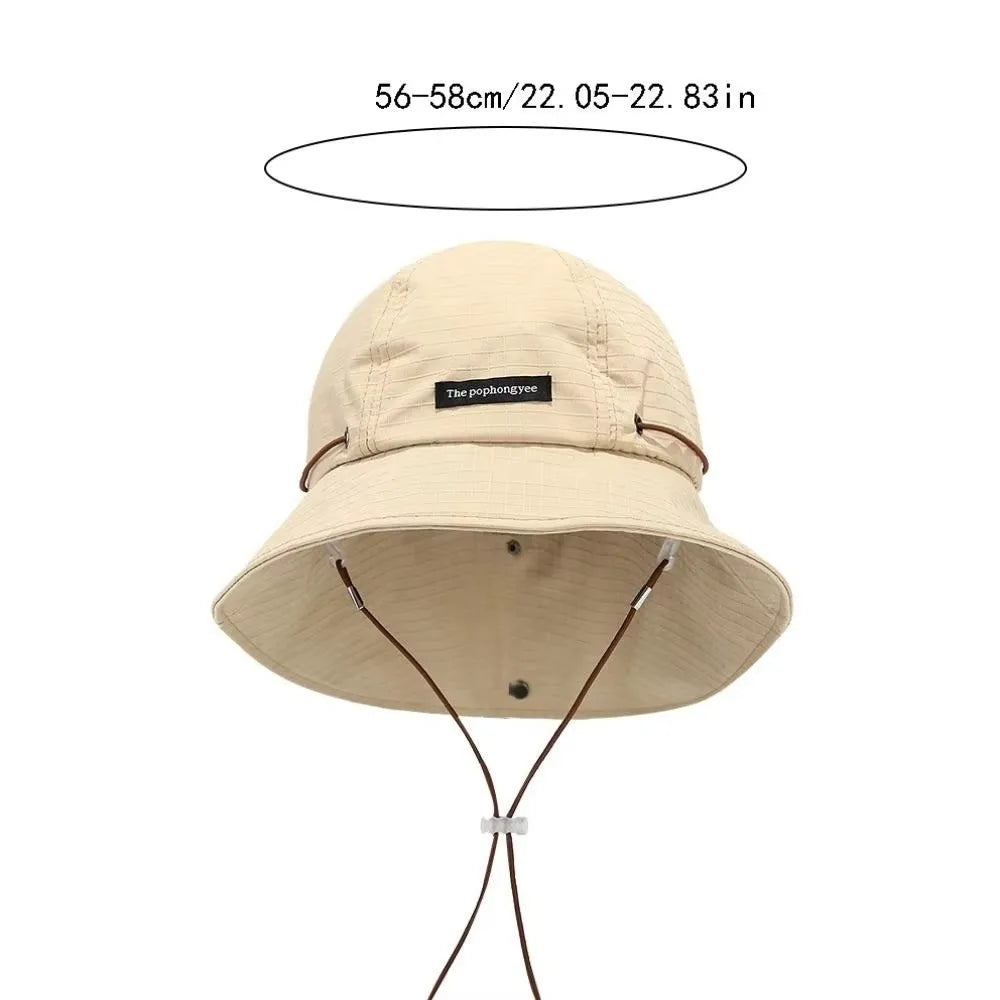 Neck-Protecting Drawstring Bucket Hat | Wide Brim UV Sun Hat | Unisex