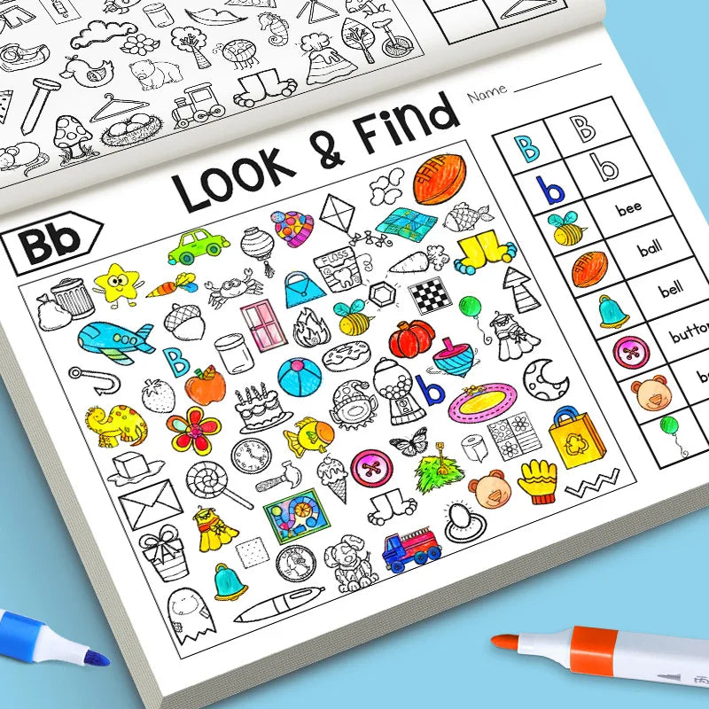 Look and Find Activity Book for Kids with Hidden Objects Focus Attention Practice Fun Coloring Book Home School Early Education