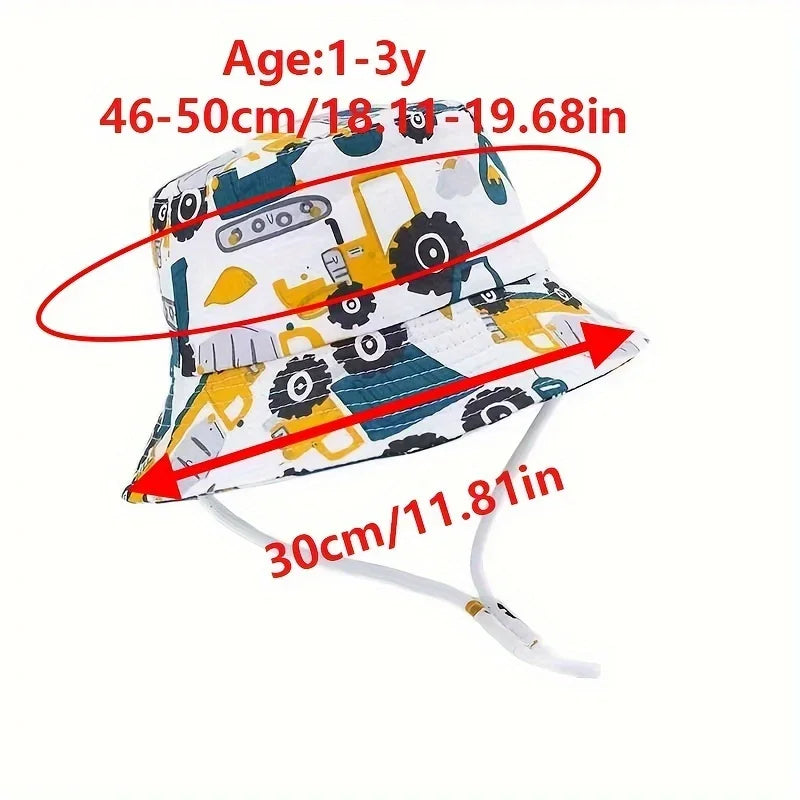 Lightweight Children's Cartoon Bucket Hat - sun resistant and breathable, cute cartoon design, adjustable chin strap,