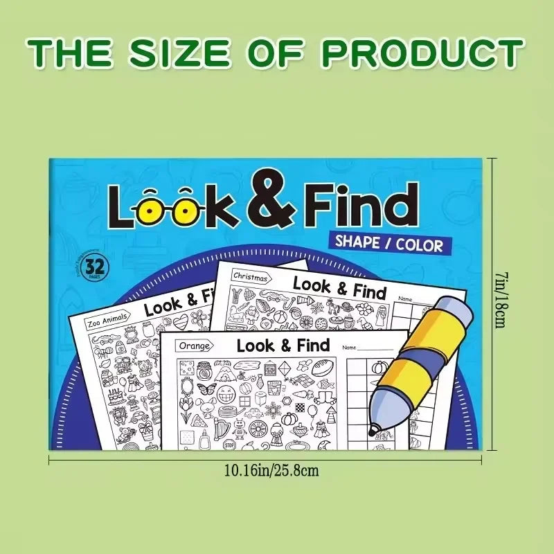 Look and Find Activity Book for Kids with Hidden Objects Focus Attention Practice Fun Coloring Book Home School Early Education