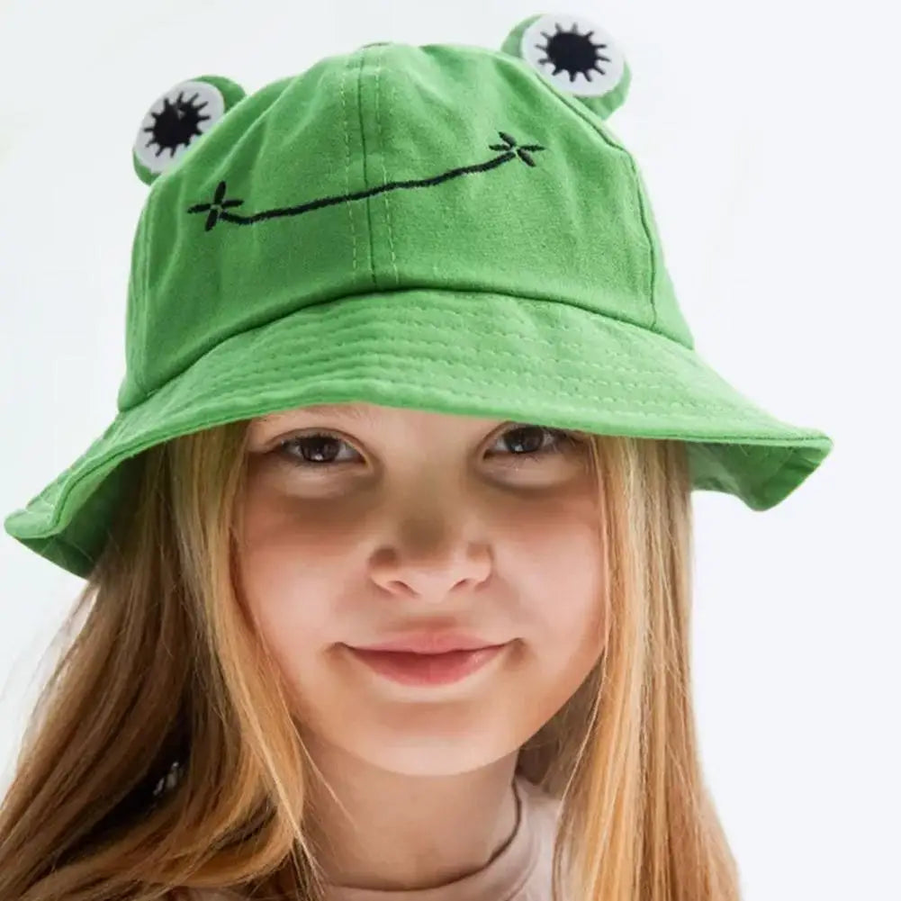 Cute Frog Bucket Hat | Cotton Panama Sun Hat | Unisex Outdoor & Fishing Cap