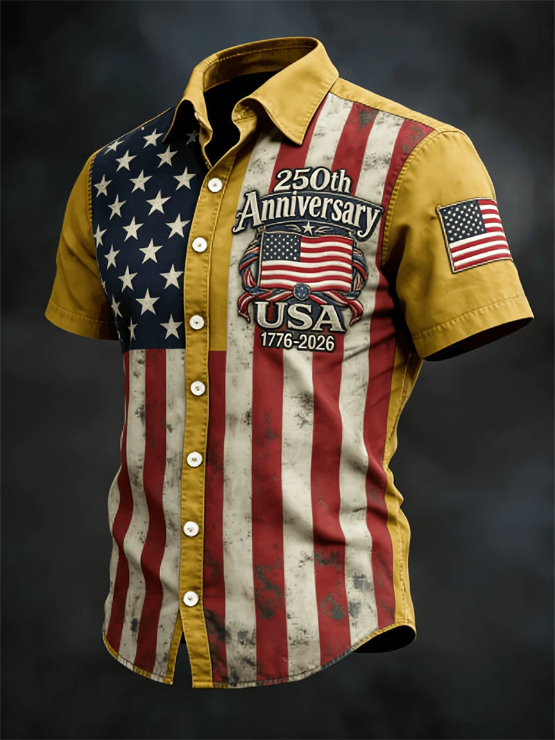 America 250th Anniversary Hawaiian Shirt | 1776–2026 USA Flag | Men's