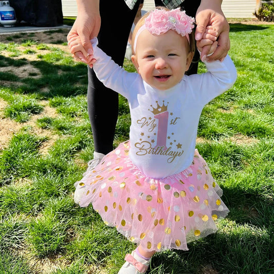 Baby Girl's 1st or 2nd Birthday Outfit Birthday Tutu Girls Dress Set Newborn Infant Baby Girls 1st Birthday Dress Birthday Party Cotume