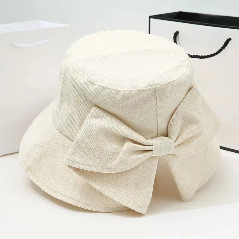 Women's Wide Brim Bow Decor Sun Hat | Japanese Style Bucket Hat | UV Protection