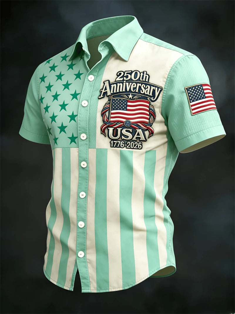 America 250th Anniversary Hawaiian Shirt | 1776–2026 USA Flag | Men's