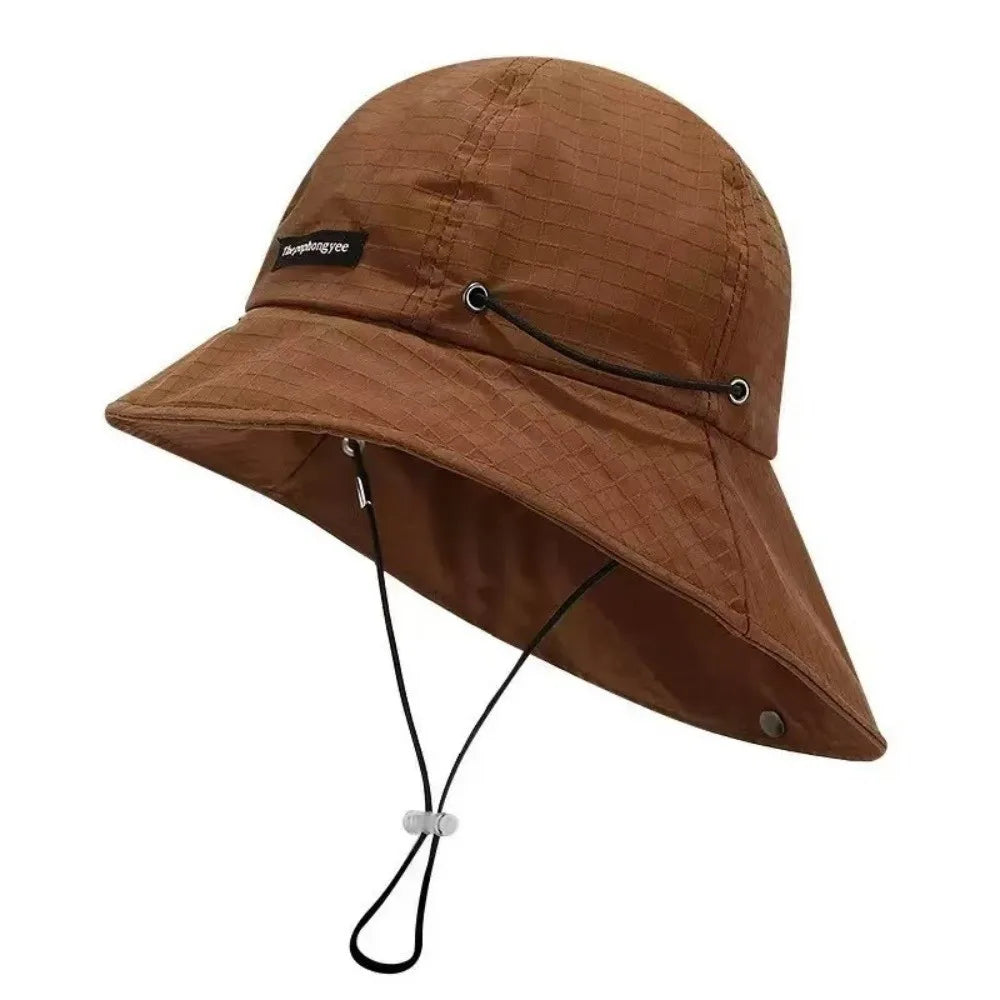 Neck-Protecting Drawstring Bucket Hat | Wide Brim UV Sun Hat | Unisex