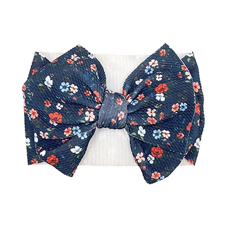 Lovely Flowers Pattern Bowknot Infant Headband Fashion Cartoon Print Bows Baby Hairband Hair Accessories Birthday Gifts