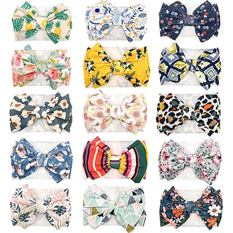 Lovely Flowers Pattern Bowknot Infant Headband Fashion Cartoon Print Bows Baby Hairband Hair Accessories Birthday Gifts