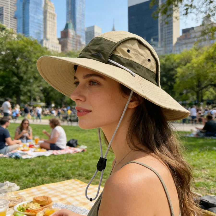 Foldable Wide-Brim Color-Block Sun Hat | UPF Protection | Unisex