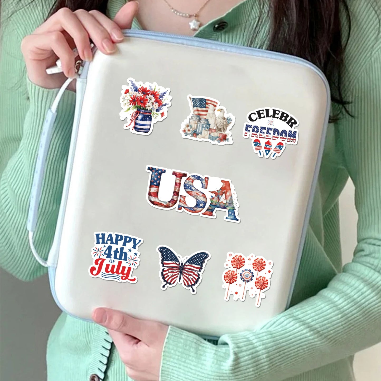 53-Piece Patriotic American Flag Sticker Pack | Vinyl 4th of July Decals